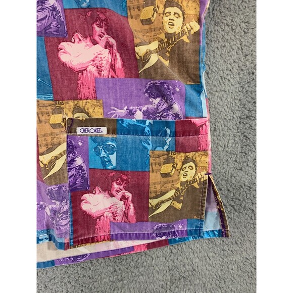 Cherokee Elvis Presley Womens Size Medium Scrub Top Long Sleeve Multicolor - Picture 6 of 16